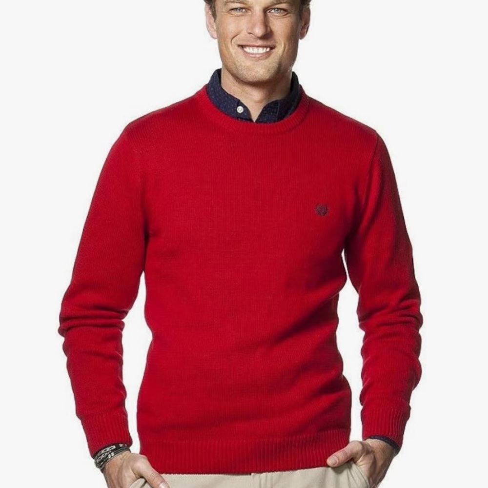 CHAPS NWT Iconic Cotton Sweater Pull On Crewneck Long Sleeve Red Size XXL 2X